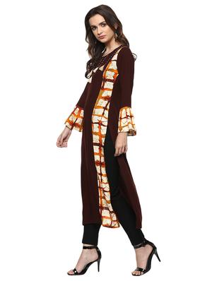 Checkered high slit kurta - 15015135 - Standard Image - 2