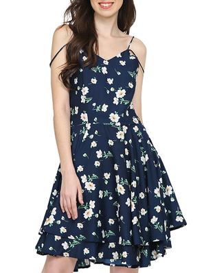 navy blue floral fit & flare dress - 15015522 - Standard Image - 2