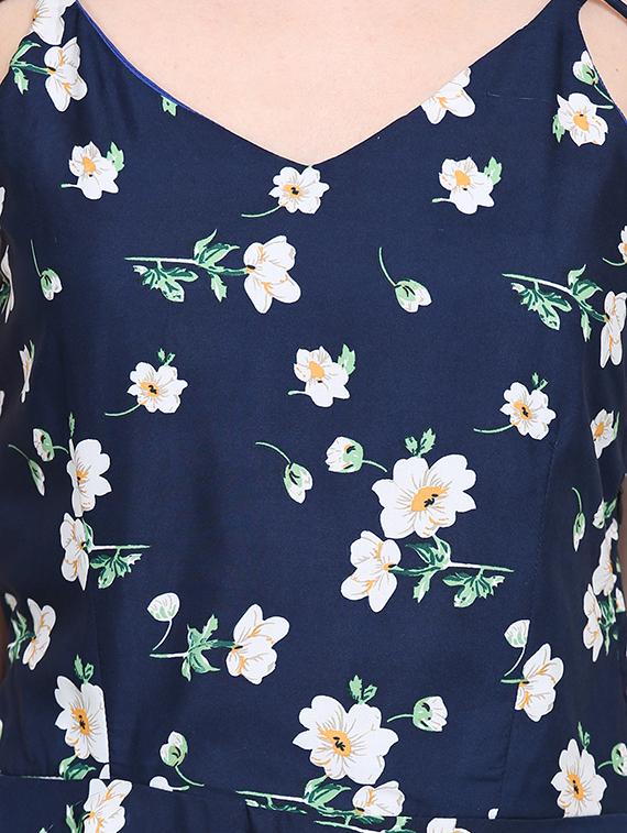 navy blue floral fit & flare dress - 15015522 - Zoom Image - 5