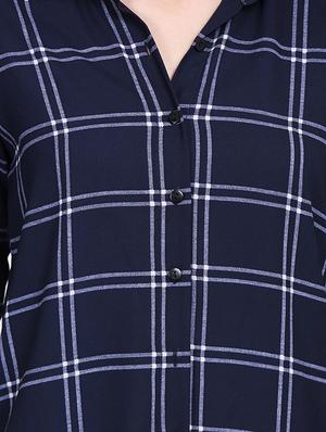 navy blue checkered tunic - 15015536 - Standard Image - 5
