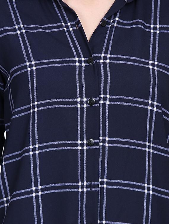 navy blue checkered tunic - 15015536 - Zoom Image - 5