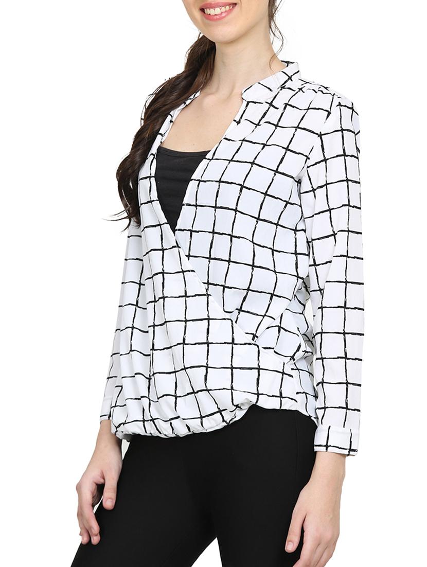 white checkered wrap top - 15015542 - Zoom Image - 2