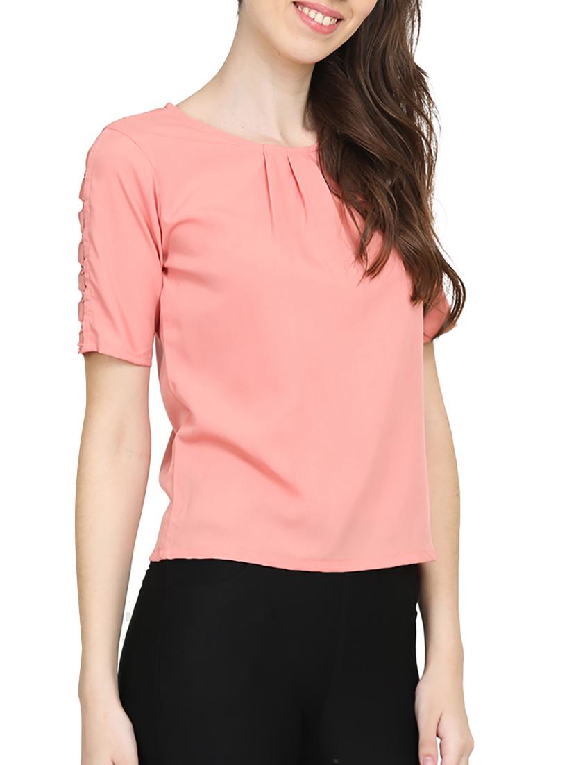 solid pink embellished top - 15015577 - Zoom Image - 2
