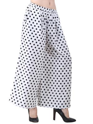 white printed crepe flared palazzo - 15015585 - Standard Image - 2