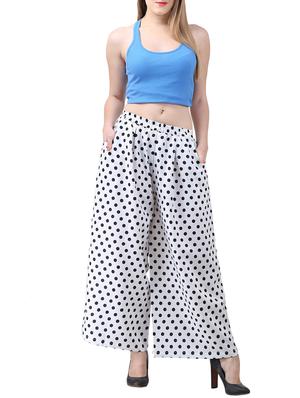white printed crepe flared palazzo - 15015585 - Standard Image - 5