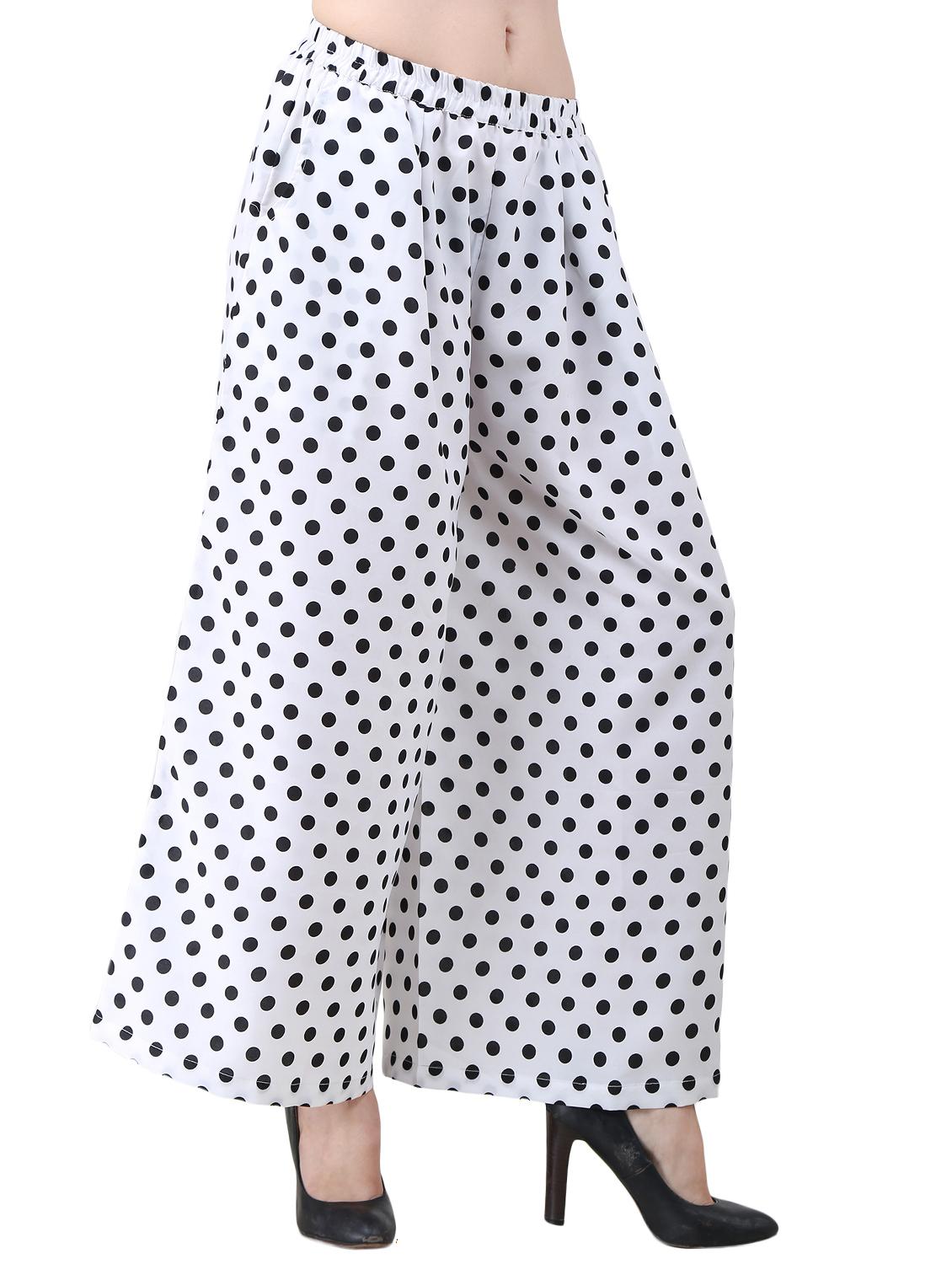 white printed crepe flared palazzo - 15015585 - Zoom Image - 2