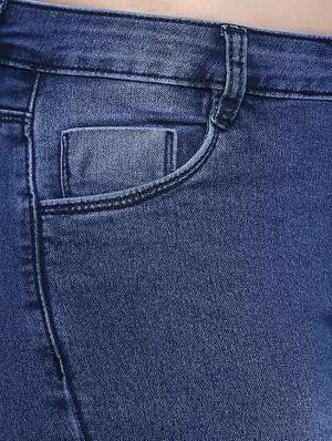 dark blue stone wash denim capri - 15015592 - Standard Image - 5
