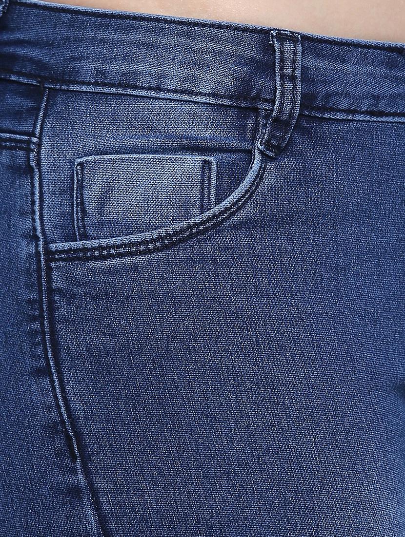 dark blue stone wash denim capri - 15015592 - Zoom Image - 5