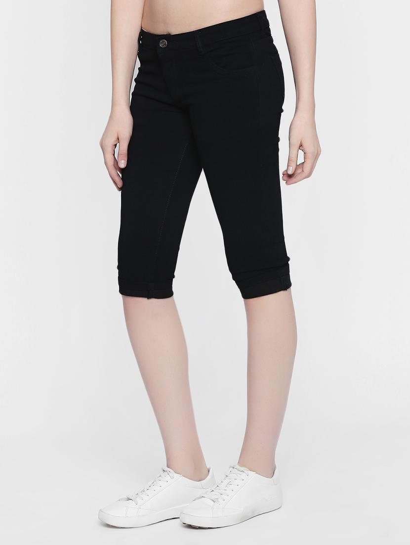 black solid denim capri - 15015593 - Zoom Image - 2