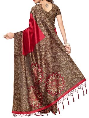 maroon mysore silk saree with blouse - 15015880 - Standard Image - 2