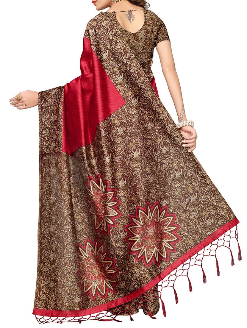 maroon mysore silk saree with blouse - 15015880 - Zoom Image - 2