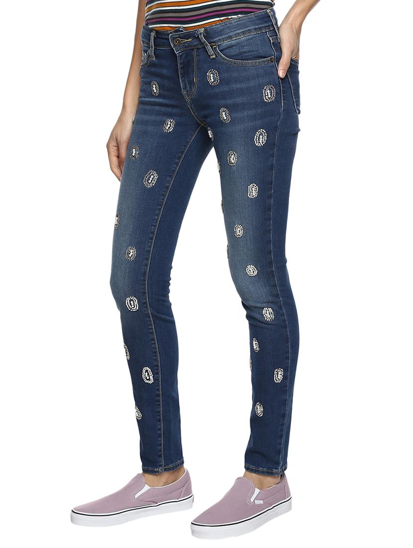 blue embellished denim jeans - 15015899 - Zoom Image - 2