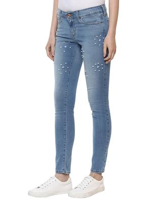 light blue embellished denim jeans - 15015922 - Standard Image - 2