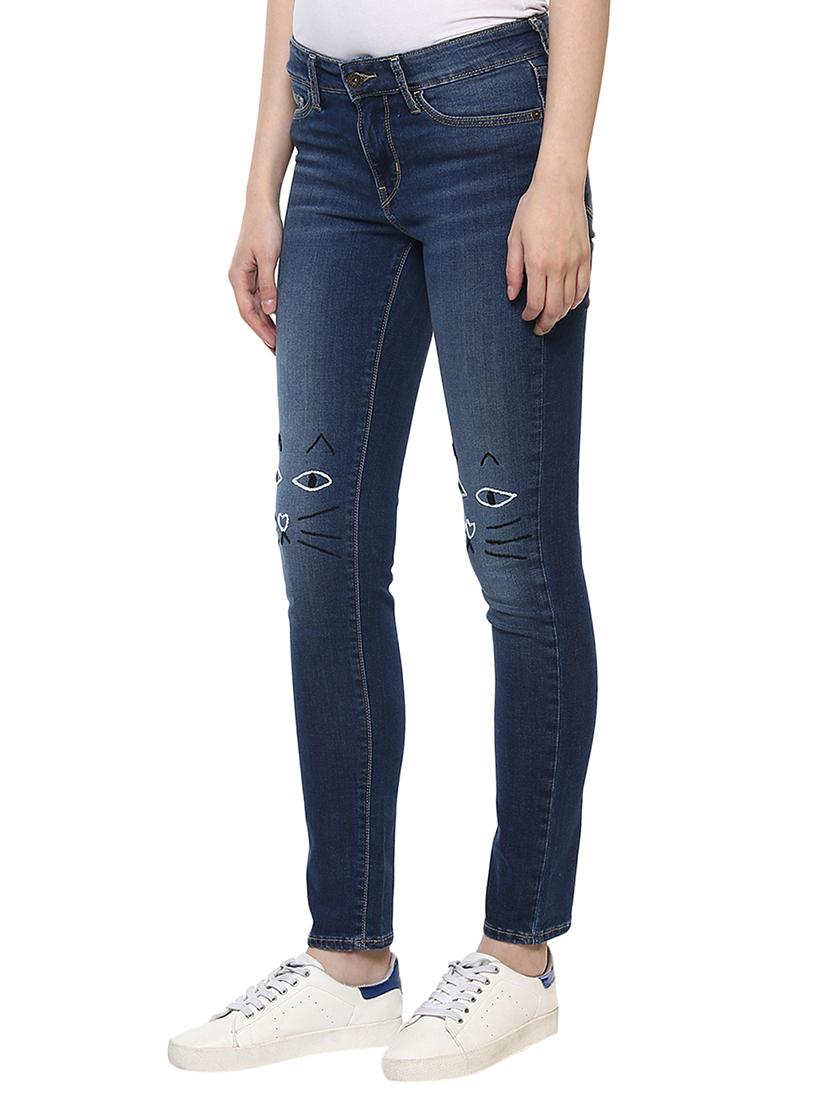 blue printed denim jeans - 15015925 - Zoom Image - 2