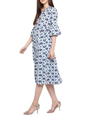 blue cotton flared kurta - 15015957 - Standard Image - 2