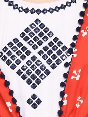 red rayon layered kurta - 15015973 - Standard Image - 5