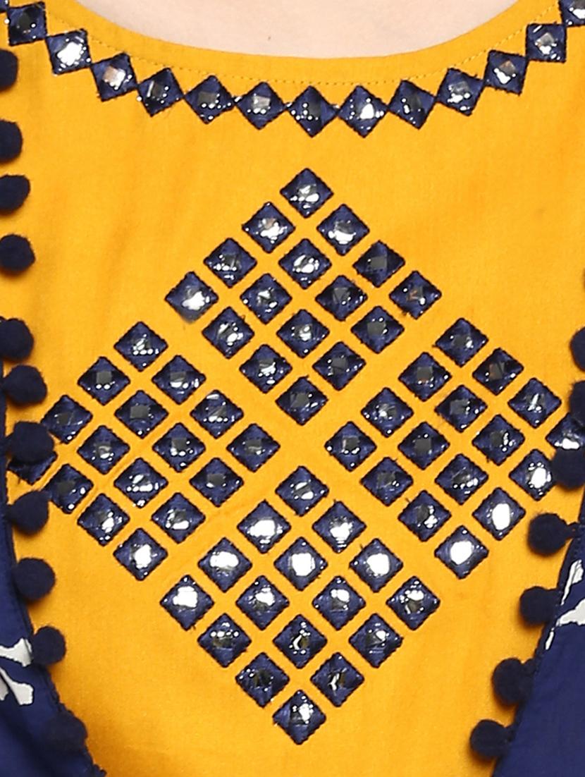 mustard rayon layered kurta - 15015974 - Zoom Image - 5