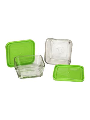Transparent Glass Container Set With Green Plastic Lid (Set Of 2) - 15016232 - Standard Image - 2