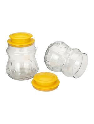 Tranparent Glass Container With Colorful Stylish Plastic Lid (Set Of 2) - 15016234 - Standard Image - 2