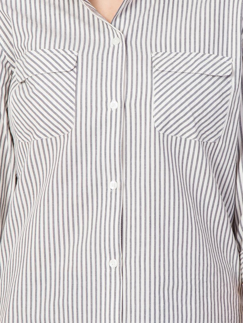 grey striped cotton shirt - 15016254 - Zoom Image - 5