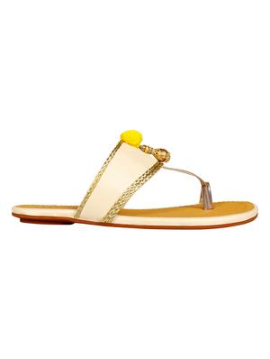 beige one toe kolhapuri - 15016428 - Standard Image - 2