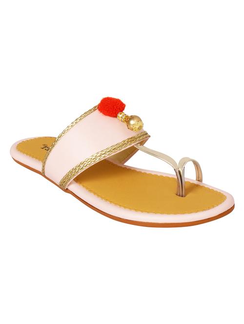 pink one toe kolhapuri - 15016430 - Standard Image - 1