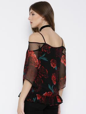 gathered detail floral top - 15016630 - Standard Image - 2