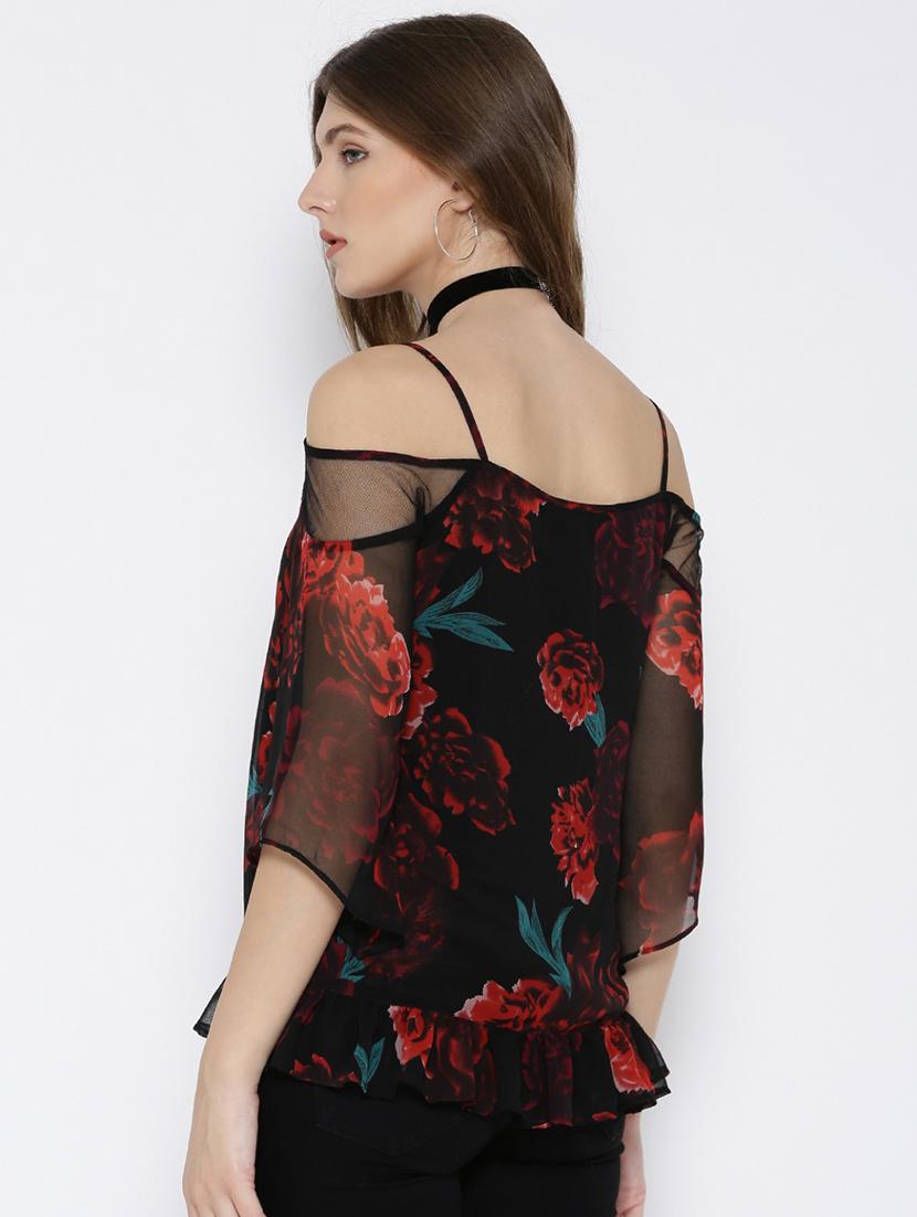 gathered detail floral top - 15016630 - Zoom Image - 2