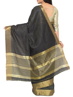 black cotton silk woven saree with blouse - 15016850 - Standard Image - 2
