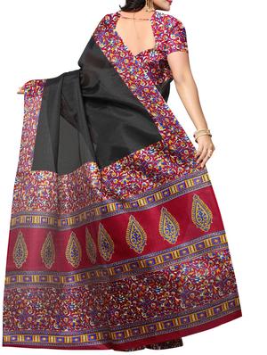 black art silk printed saree with blouse - 15016981 - Standard Image - 2