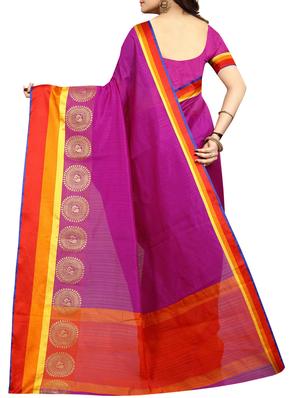 Contrast bordered bhagalpuri saree with blouse - 15016996 - Standard Image - 2