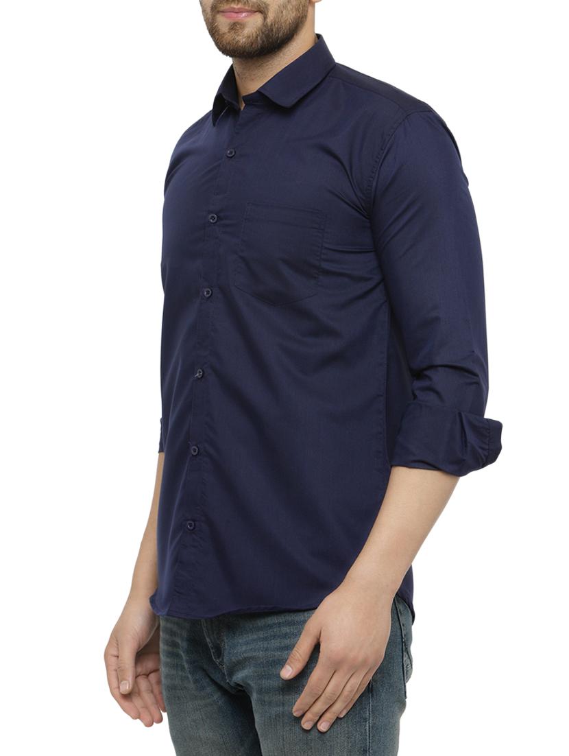 navy blue cotton casual shirt - 15017335 - Zoom Image - 2