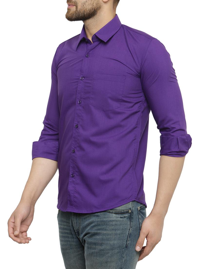 purple cotton casual shirt - 15017336 - Zoom Image - 2