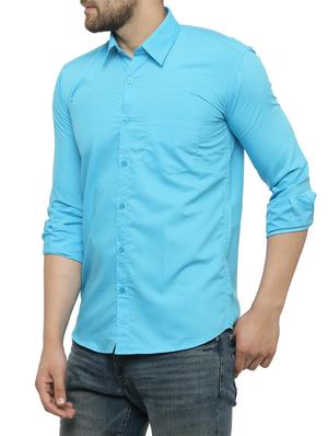 light blue cotton casual shirt - 15017338 - Standard Image - 2