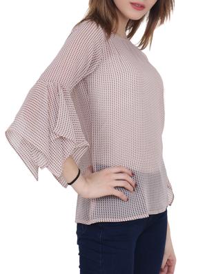 beige georgette polka doted top - 15017354 - Standard Image - 2