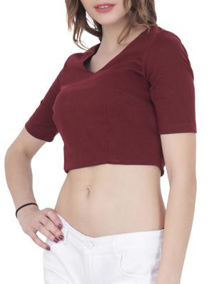 solid maroon crop top - 15017359 - Standard Image - 2