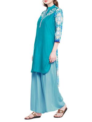 Chhabra555 blue cotton straight kurta - 15017906 - Standard Image - 2