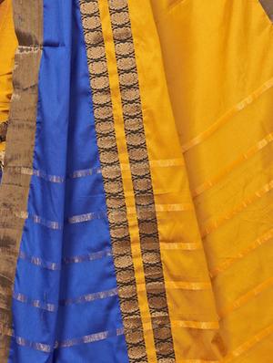 Color block bordered saree with blouse - 15019238 - Standard Image - 2
