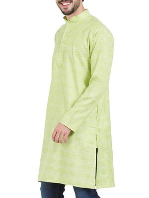 green cotton long kurta - 15019267 - Standard Image - 2