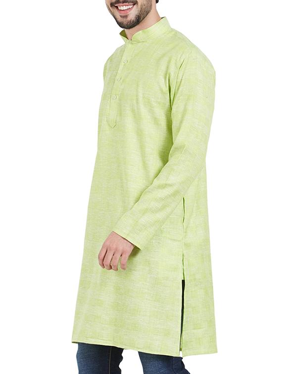 green cotton long kurta - 15019267 - Zoom Image - 2