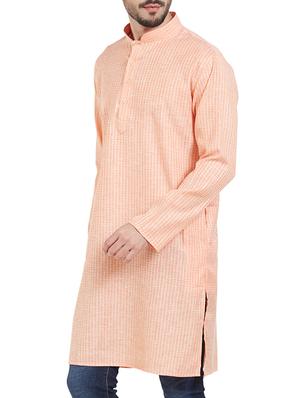 peach cotton long kurta - 15019275 - Standard Image - 2