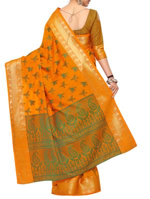 orange art silk woven saree with blouse - 15019309 - Standard Image - 2