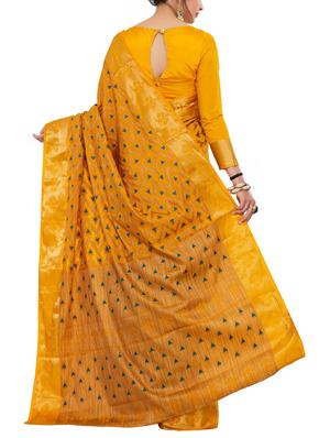 mustard art silk woven saree with blouse - 15019331 - Standard Image - 2