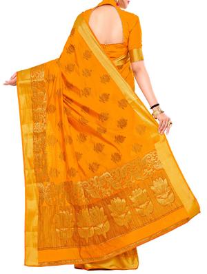 mustard art silk woven saree with blouse - 15019336 - Standard Image - 2