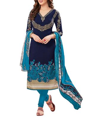 blue synthetic suit combos unstitched - 15019548 - Standard Image - 2