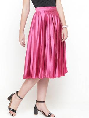 pink solid pleated skirt - 15019748 - Standard Image - 2