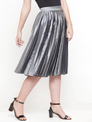 silver solid pleated skirt - 15019750 - Standard Image - 2