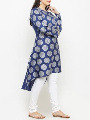 blue viscose aline kurta - 15019755 - Standard Image - 2