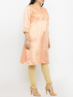 peach viscose aline kurta - 15019758 - Standard Image - 2