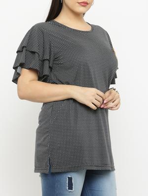 black printed plus top - 15019813 - Standard Image - 2